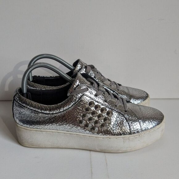 Michael Kors Collection Leather Silver Stud Platform Sneakers Women's 7.5 - Picture 1 of 7
